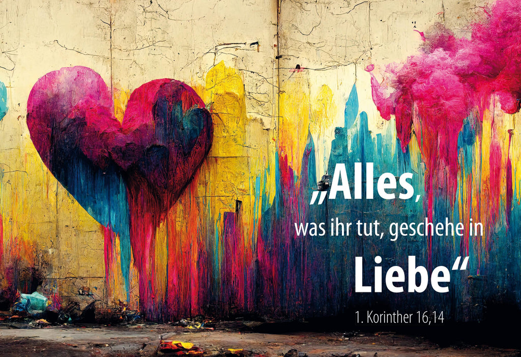 Poster A3 Jahreslosung 2024, Motiv "Buntes Herz"