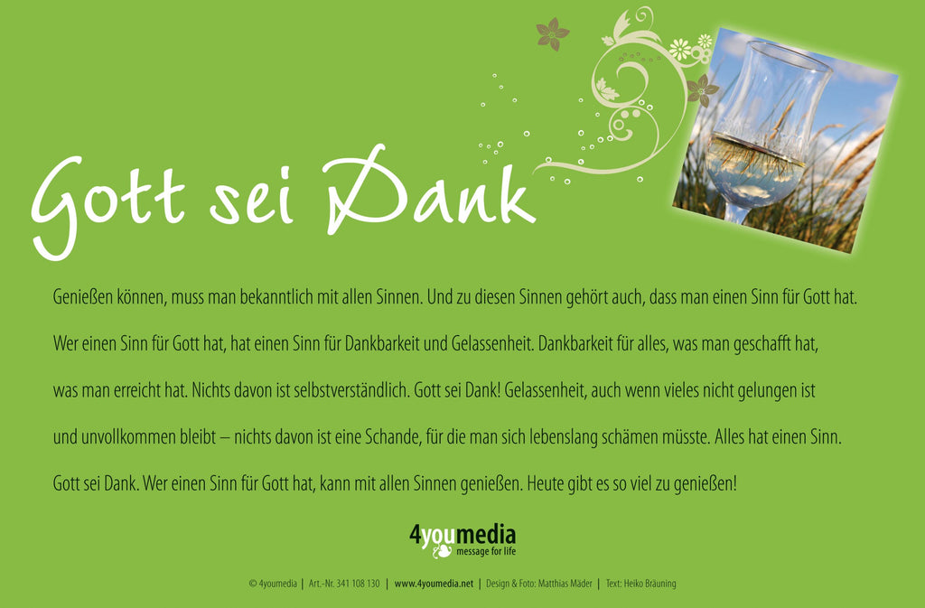 „Gott sei Dank“ Denn wer kann fröhlich essen...