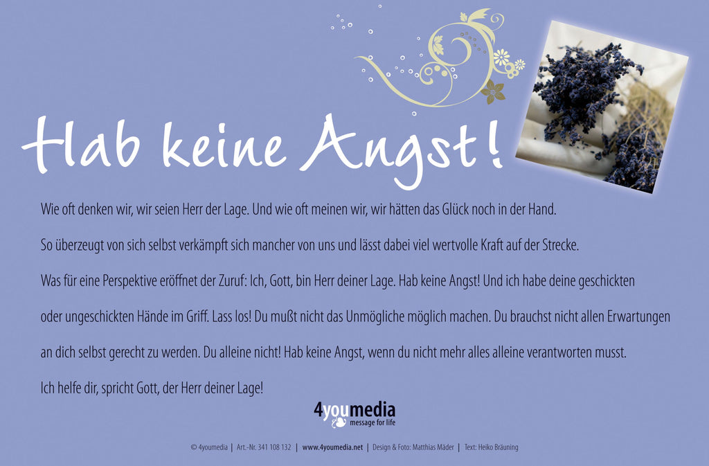 „Hab keine Angst“ Gott spricht: Ich bin der Herr...