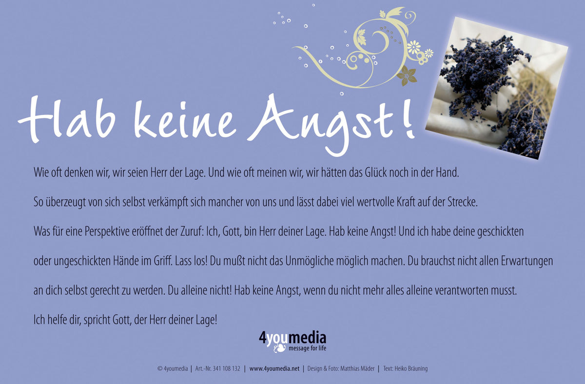 „Hab keine Angst“ Gott spricht: Ich bin der Herr...