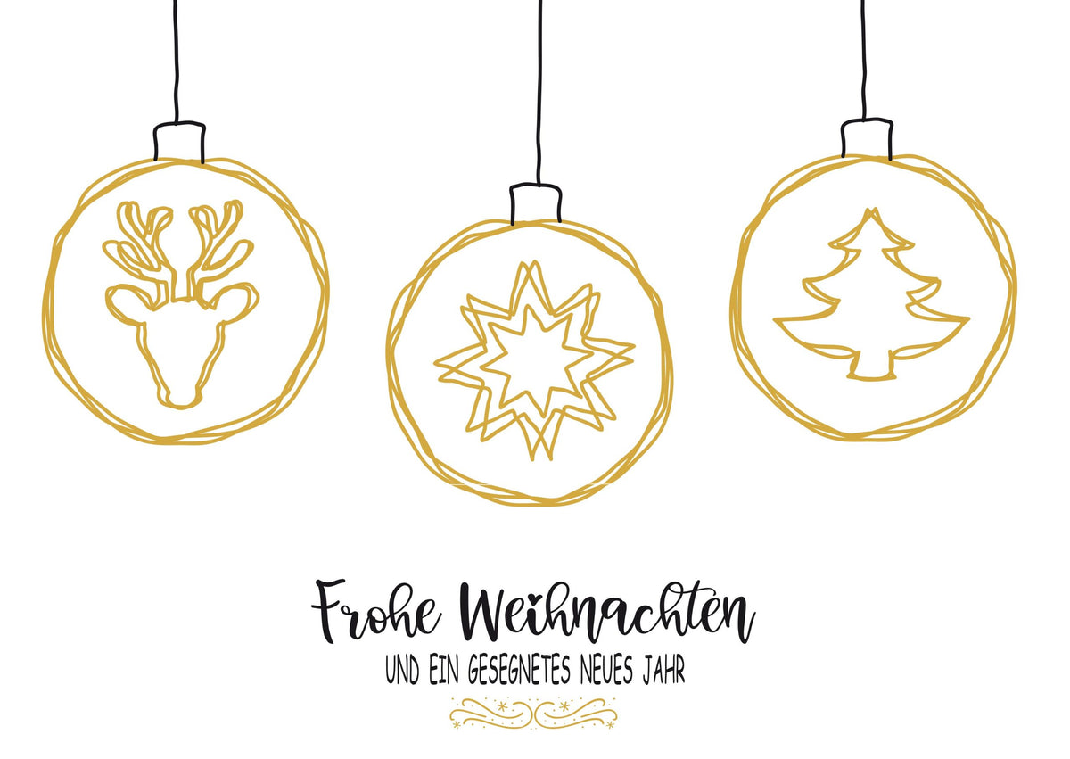 Weihnachtspostkarte Frohe Weihnachten Kugeln