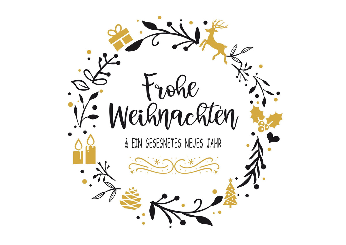 Weihnachtspostkarte Frohe Weihnachten Kranz