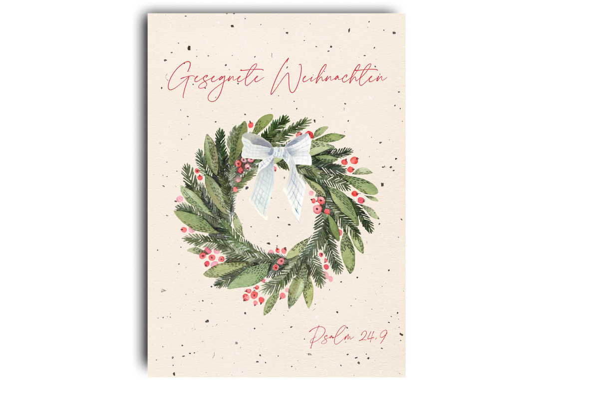 Postkarte Weihnachten Kranz