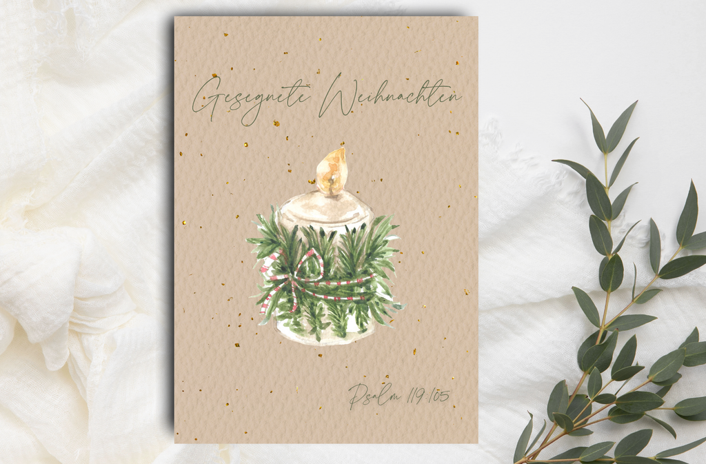 Postkarte Weihnachten Kerze