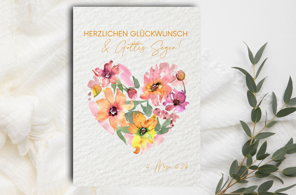 Postkarte Aquarell Herz
