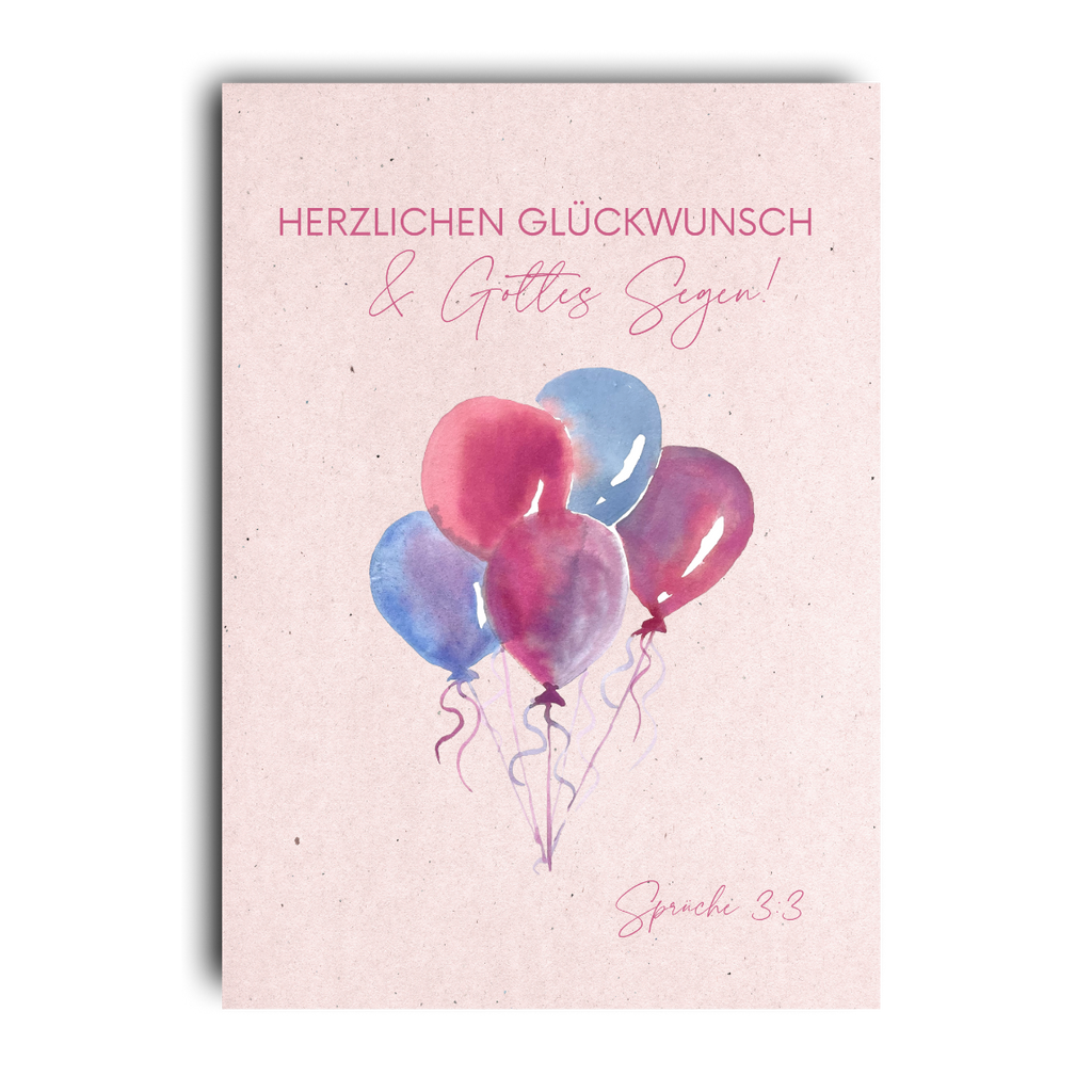 Postkarte Aquarell Luftballons