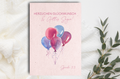 Postkarte mit Aquarell Motiv Luftballons und Wunsch Herzlichen Glückwunsch und Gottes Segen 