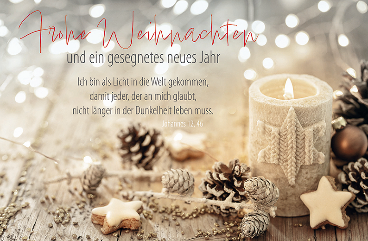 Faltkarte Weihnachten "Kerze Beige"