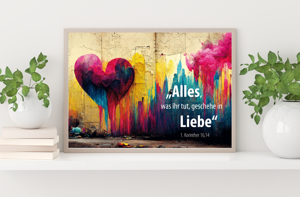 Poster A3 Jahreslosung 2024, Motiv "Buntes Herz"