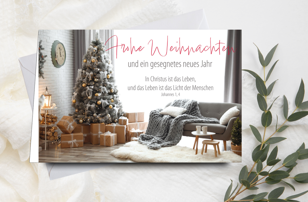 Faltkarte Frohe Weihnachten Wohnzimmer