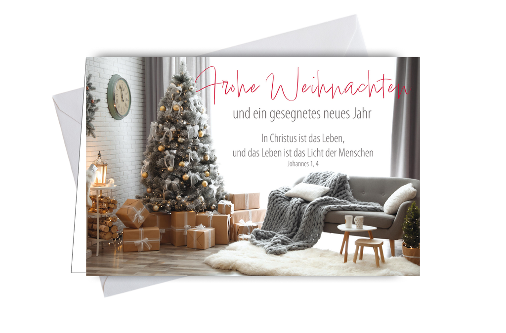 Faltkarte Frohe Weihnachten Wohnzimmer