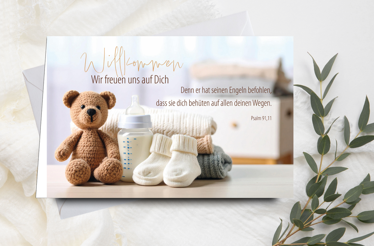 Faltkarte zur Geburt Teddy