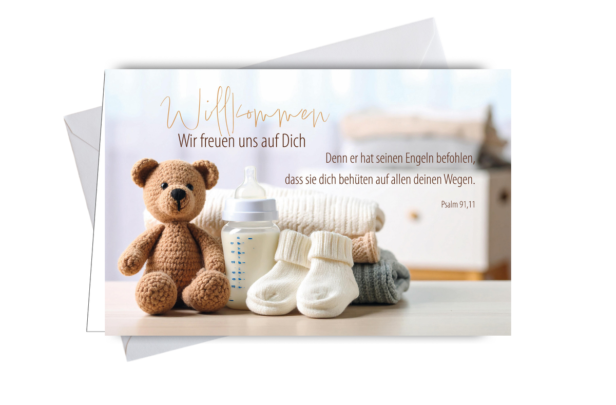 Faltkarte zur Geburt Teddy