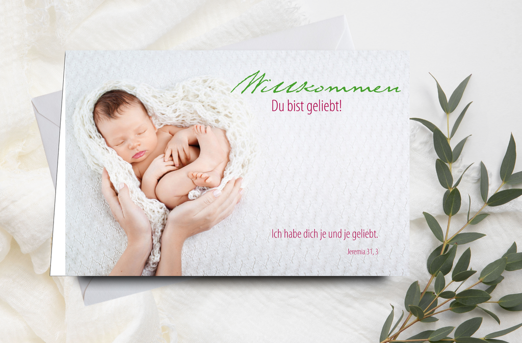Faltkarte zur Geburt Willkommen